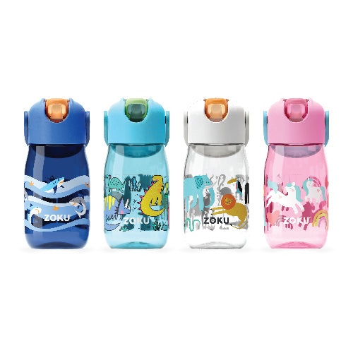 Kids Flip Straw Bottle - Zoku Teal Dino